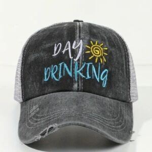 Distressed Baseball Hat Cap Grey Day Drinking Womens